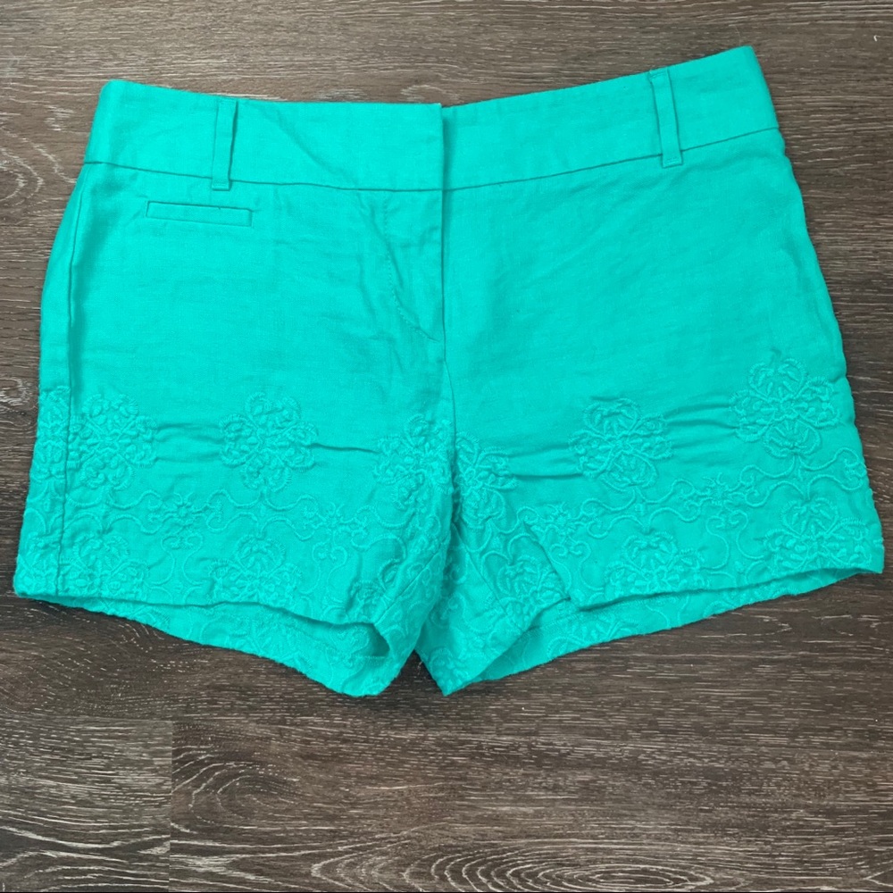 Turquoise LOFT shorts with embroidered details S 0